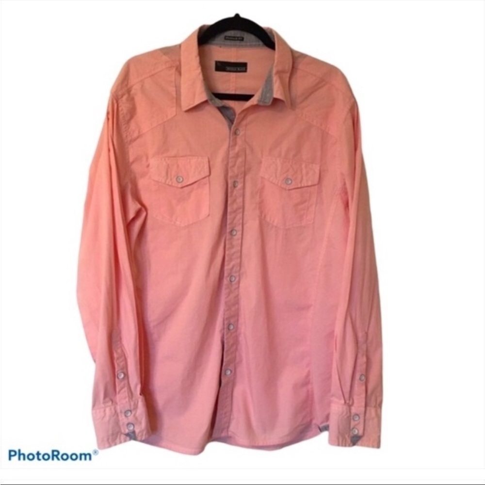 BUCKLE BLACK Peach Standard Fit Button Down Shirt XL Cotton Stretch